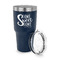 Home Quotes and Sayings 30 oz Stainless Steel Ringneck Tumblers - Navy - LID OFF
