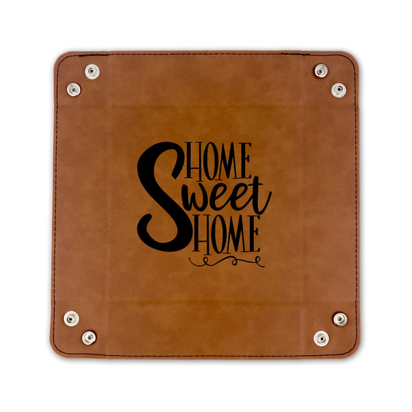 Home Quotes and Sayings 6" x 6" Leatherette Snap Up Tray - FLAT FRONT
