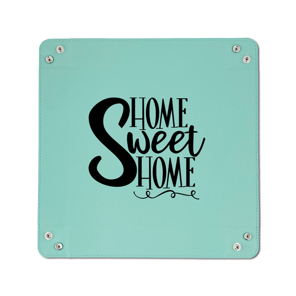 Home Quotes and Sayings 6" x 6" Teal Leatherette Snap Up Tray - APPROVAL
