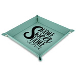 Home Quotes and Sayings 9" x 9" Teal Faux Leather Valet Tray