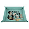 Home Quotes and Sayings 9" x 9" Teal Leatherette Snap Up Tray - STYLED