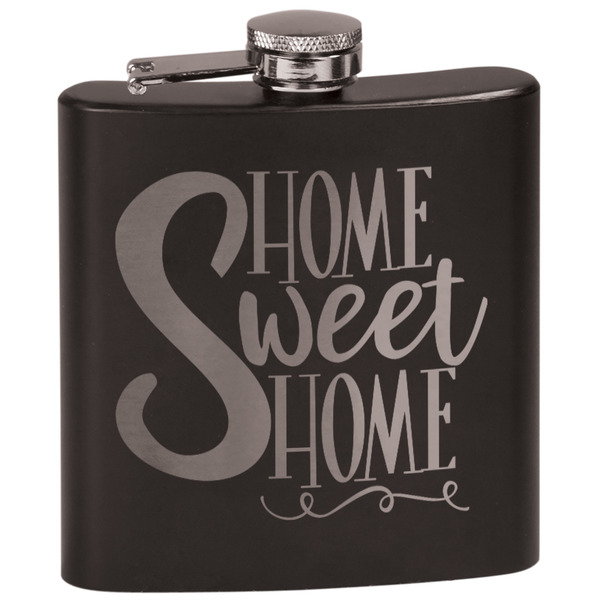 Custom Home Quotes and Sayings Black Flask Set