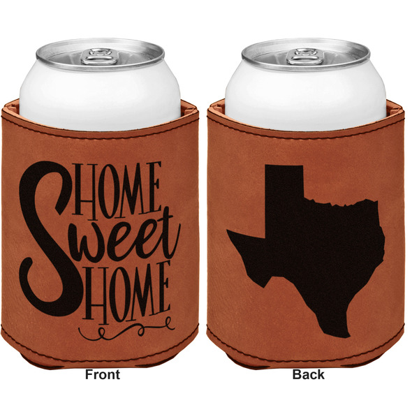 Home Quotes and Sayings Cognac Leatherette Can Sleeve - Double Sided Front and Back