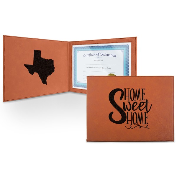 Custom Home Quotes and Sayings Leatherette Certificate Holder - Front and Inside