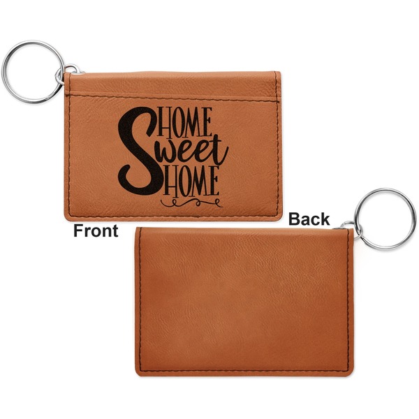 Home Quotes and Sayings Cognac Leatherette Keychain ID Holders - Front Apvl