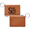 Home Quotes and Sayings Cognac Leatherette Keychain ID Holders - Front Apvl