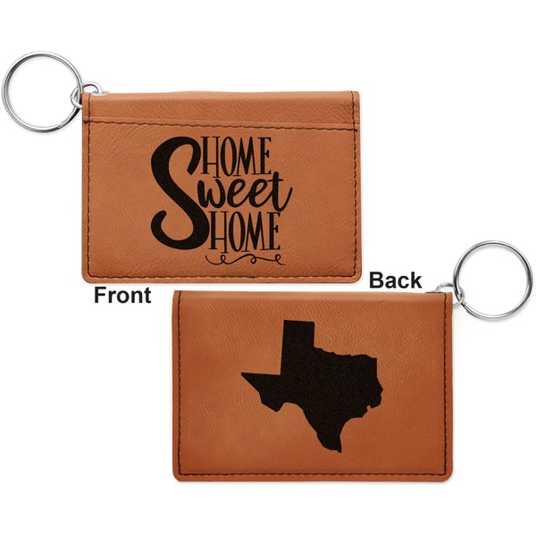 Home Quotes and Sayings Cognac Leatherette Keychain ID Holders - Front and Back Apvl