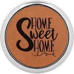 Home Quotes and Sayings Leatherette Round Coaster w/ Silver Edge - Single or Set (Personalized)
