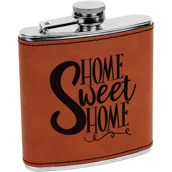 Custom Home Quotes and Sayings Leatherette Wrapped Stainless Steel Flask
