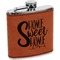 Home Quotes and Sayings Cognac Leatherette Wrapped Stainless Steel Flask