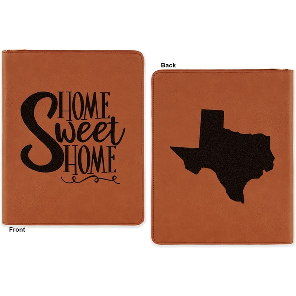 Home Quotes and Sayings Cognac Leatherette Zipper Portfolios with Notepad - Double Sided - Apvl