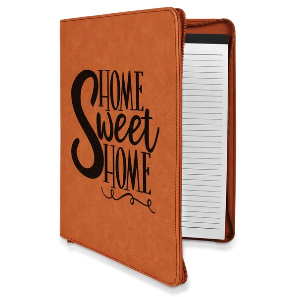 Custom Home Quotes and Sayings Leatherette Zipper Portfolio with Notepad - Single Sided