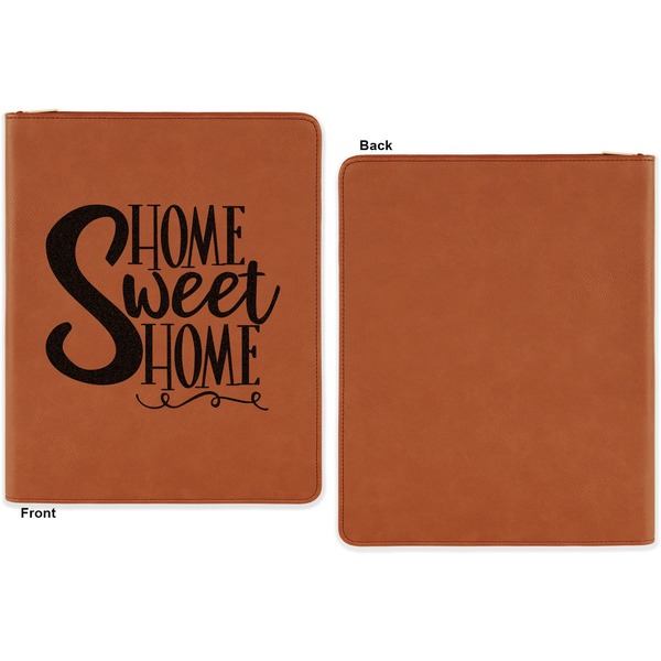 Home Quotes and Sayings Cognac Leatherette Zipper Portfolios with Notepad - Single Sided - Apvl