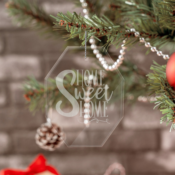 Home Quotes and Sayings Engraved Glass Ornaments - Octagon (Lifestyle)