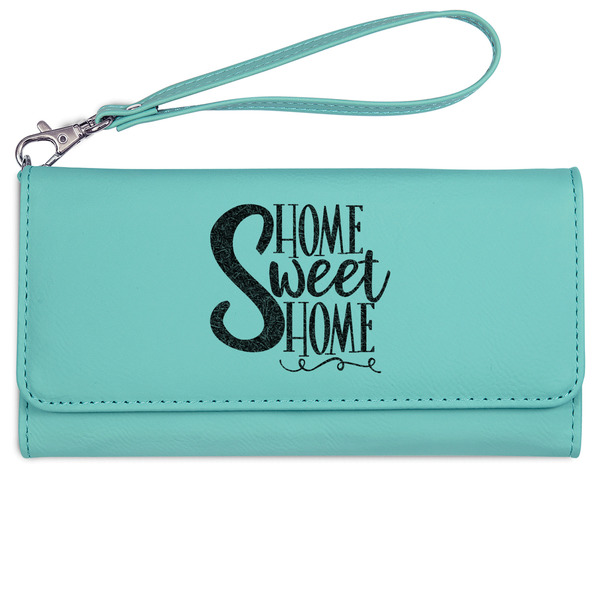 Home Quotes and Sayings Ladies Wallet - Leather - Teal - Front View