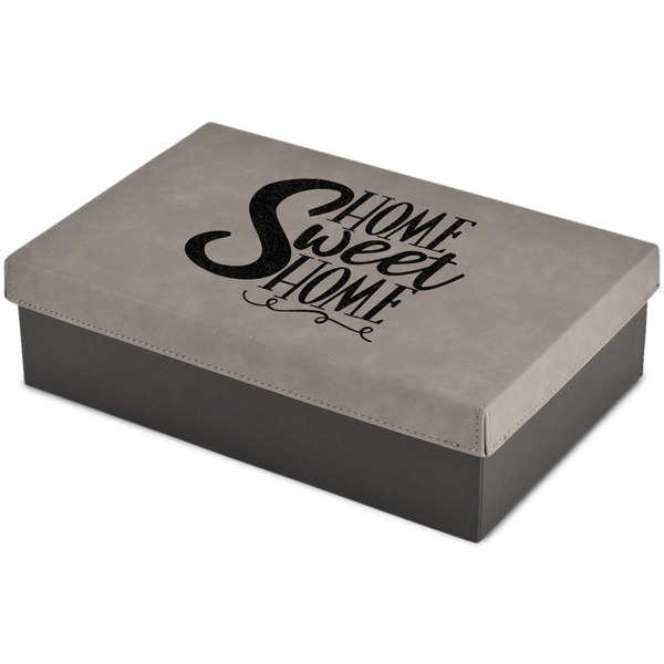 Custom Home Quotes and Sayings Large Gift Box w/ Engraved Leather Lid