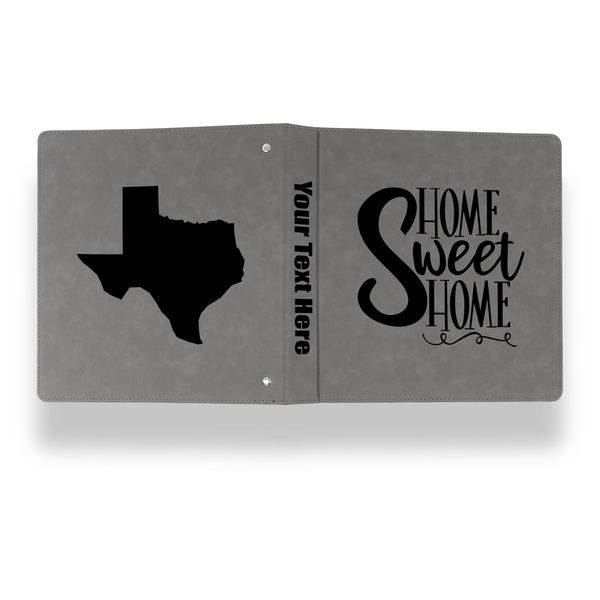 Home Quotes and Sayings Leather Binder - 1" - Grey - Back Spine Front View