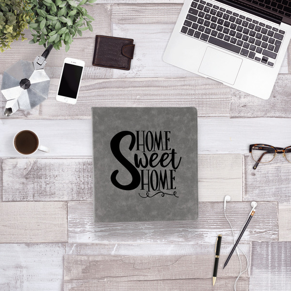 Home Quotes and Sayings Leather Binder - 1" - Grey - Lifestyle View