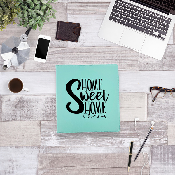 Home Quotes and Sayings Leather Binder - 1" - Teal - Lifestyle View