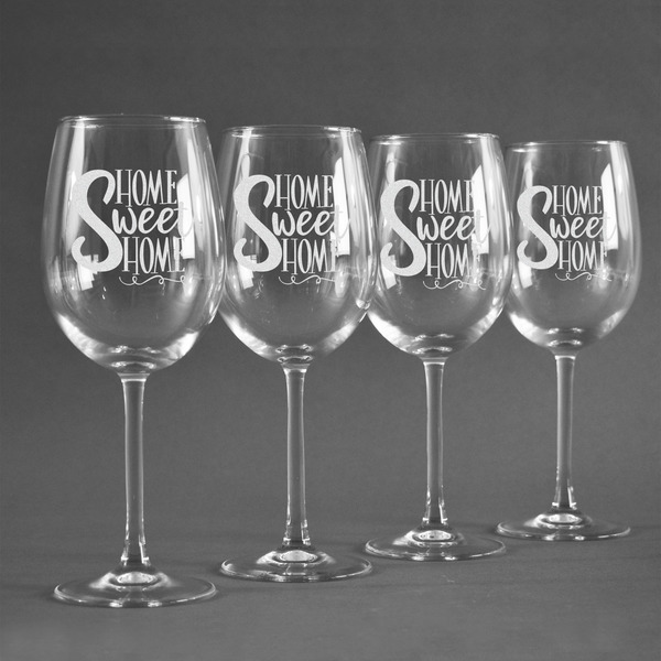 Home Quotes and Sayings Personalized Wine Glasses (Set of 4)