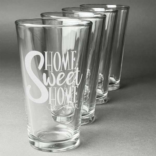 Custom Home Quotes and Sayings Pint Glasses - Engraved (Set of 4)