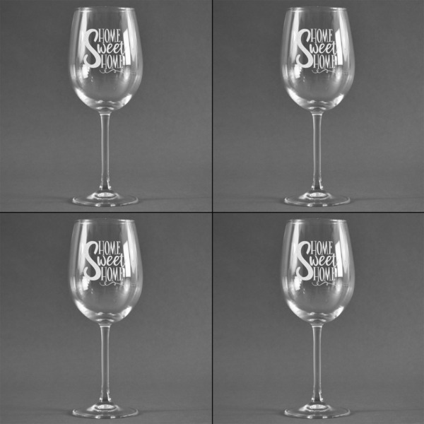 Home Quotes and Sayings Set of Four Personalized Wineglasses (Approval)