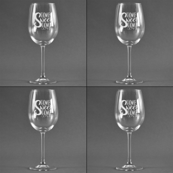 Home Quotes and Sayings Set of Four Personalized Wineglasses (Approval)