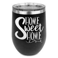 Home Quotes and Sayings Stemless Stainless Steel Wine Tumbler - Black - Single Sided