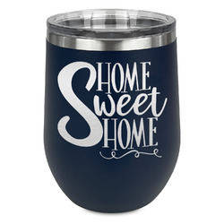 Home Quotes and Sayings Stemless Stainless Steel Wine Tumbler - Navy - Double Sided