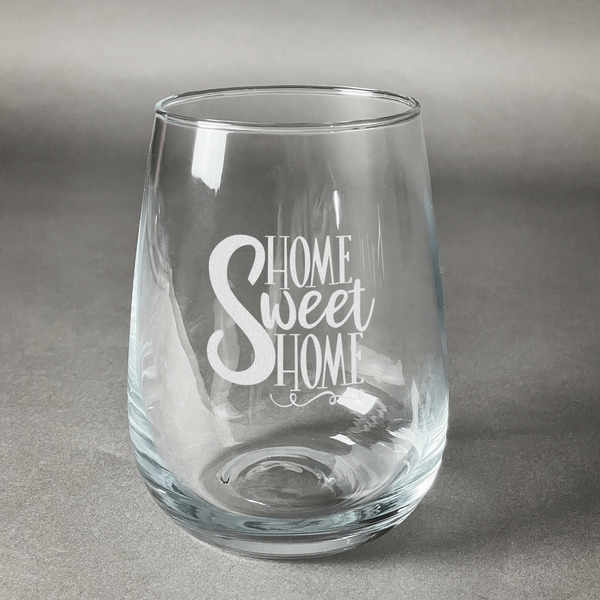 Custom Home Quotes and Sayings Stemless Wine Glass - Engraved