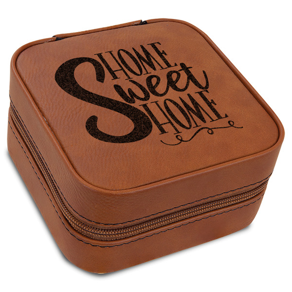 Custom Home Quotes and Sayings Travel Jewelry Box - Rawhide Leather