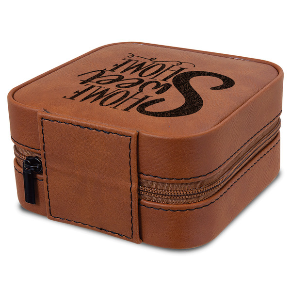 Home Quotes and Sayings Travel Jewelry Boxes - Leatherette - Rawhide - View from Rear