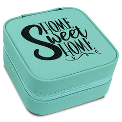 Home Quotes and Sayings Travel Jewelry Box - Teal Leather