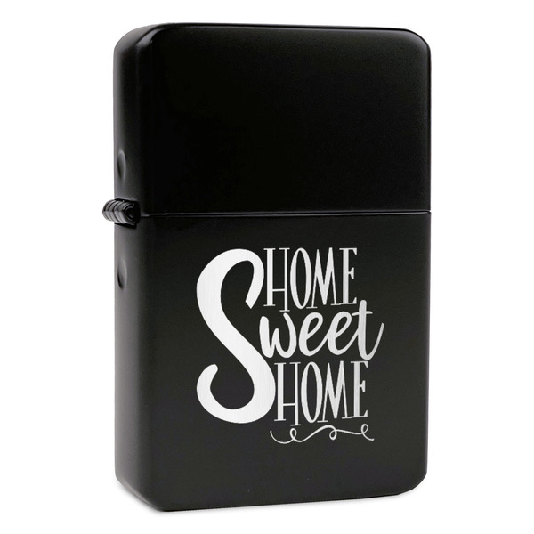 Custom Home Quotes and Sayings Windproof Lighter - Black - Single Sided & Lid Engraved