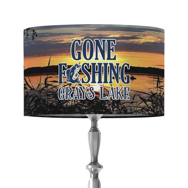Gone Fishing 12" Drum Lampshade - ON STAND (Fabric)
