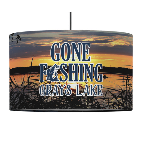 Custom Gone Fishing 12" Drum Pendant Lamp - Fabric (Personalized)