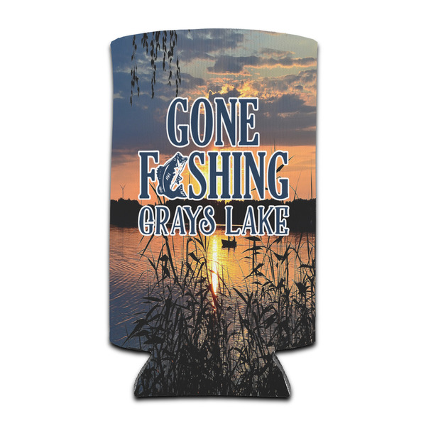 Custom Gone Fishing Can Cooler (tall 12 oz) (Personalized)