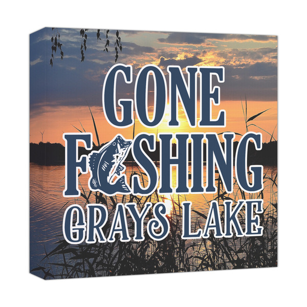 Custom Gone Fishing Canvas Print - 12x12 (Personalized)