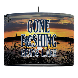 Gone Fishing 16" Drum Pendant Lamp - Fabric (Personalized)