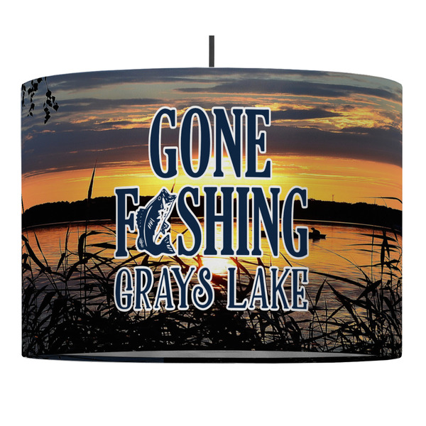 Custom Gone Fishing 16" Drum Pendant Lamp - Fabric (Personalized)