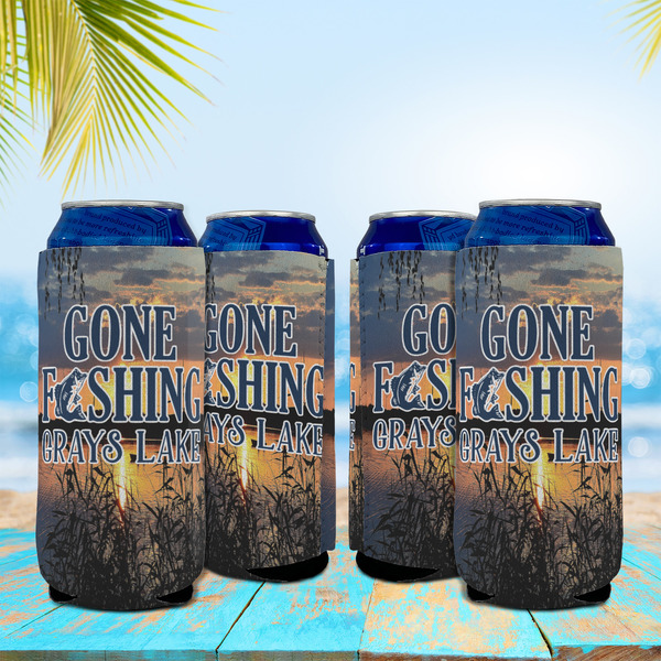 Gone Fishing 16oz Can Sleeve - Set of 4 - LIFESTYLE