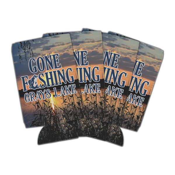 Custom Gone Fishing Can Cooler (16 oz) - Set of 4 (Personalized)