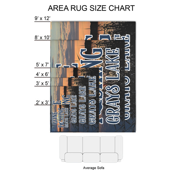 Gone Fishing 2'x3' Indoor Area Rugs - Size Chart