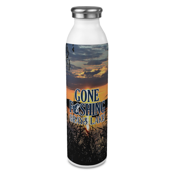 Custom Gone Fishing 20oz Stainless Steel Water Bottle - Full Print (Personalized)