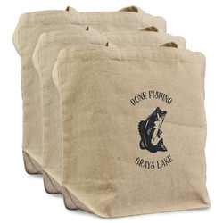 Gone Fishing Reusable Cotton Grocery Bags - Set of 3 (Personalized)