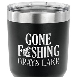 Gone Fishing 30 oz Stainless Steel Tumbler - Black - Single Sided (Personalized)