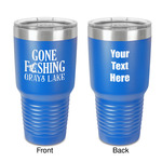 Gone Fishing 30 oz Stainless Steel Tumbler - Royal Blue - Double-Sided (Personalized)