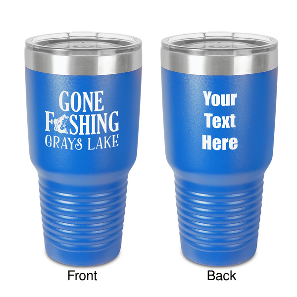 Custom Gone Fishing 30 oz Stainless Steel Tumbler - Royal Blue - Double-Sided (Personalized)