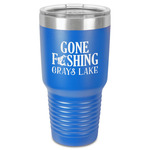Gone Fishing 30 oz Stainless Steel Tumbler - Royal Blue - Single-Sided (Personalized)