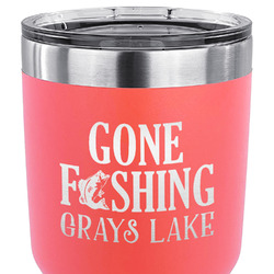 Gone Fishing 30 oz Stainless Steel Tumbler - Coral - Double Sided (Personalized)